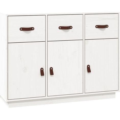 Credenza buffet cassettiera mobile contenitore organizer cucina soggiorno soggiorno 100 x 40 x 75 cm legno massello di pino bianco 020030170