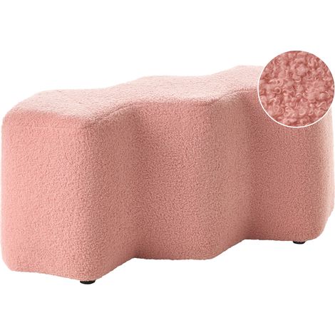 Banco otomana tapizado de bouclé dormitorio sala de estar 86 x 30 forma irregular rosa Littleton (1/5)