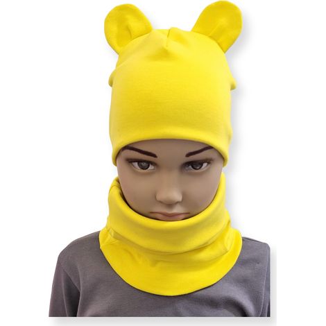 Set CAPPELLO + SCIARPA set bambini con ORECCHIE taglia 52-56 GIALLO