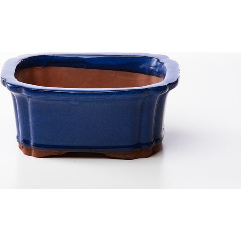 Vaso bonsai rettangolare 16 cm smaltato blu (1/2)