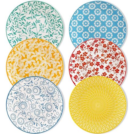Selene Assiette de dessert - 21 cm - Porcelaine Assiette de dessert pour dessert, salade, Pâtes ou Fruit, Style Floral (1/5)