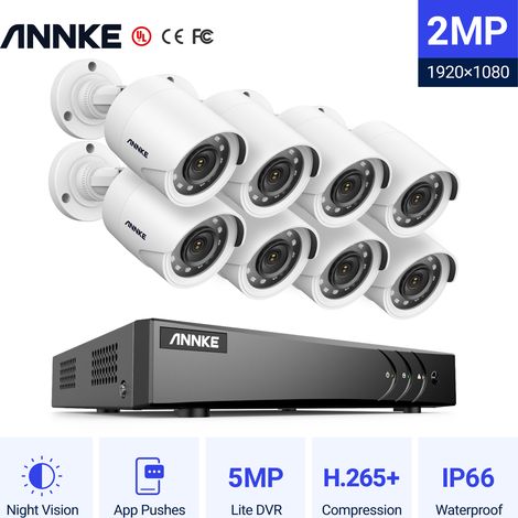 ANNKE 3K HD H.265+ Video Recorder Security Kit 1080P HD TVI Bullet Security Camera Smart IR Night Vision Waterproof 8Camera (1/5)