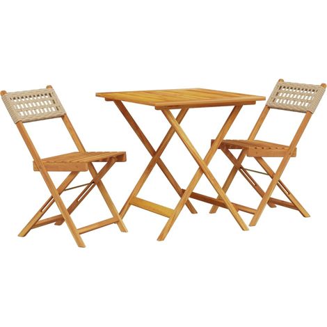 Maison Exclusive - Set da Bistrot 3 pz Beige in Polyrattan e Legno Massello