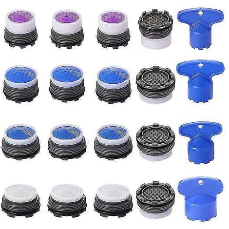Lot de 20 limiteurs de débit pour robinet, filetage M16.5-M24, aérateurs économiseurs d'eau avec clé de montage pour équipements de cuisine et salle de bain (1/5)