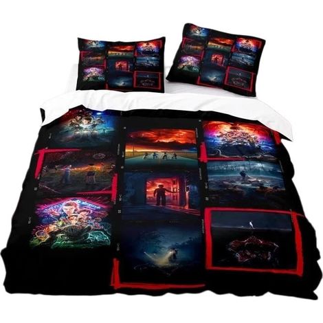 Parure de lit 3D Stranger Things, housse de couette et taies d'oreiller, 240 x 220 cm, décoration science-fiction (1/4)