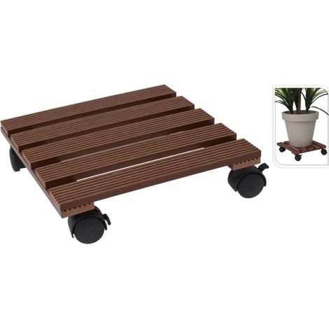 Soporte con ruedas para plantas cuadrado marrón 29x29 cm ProGarden