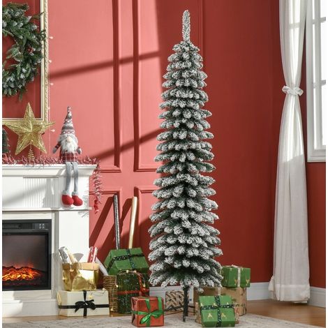 Albero di Natale artificiale 180 cm verde con effetto neve e base in metallo (1/5)