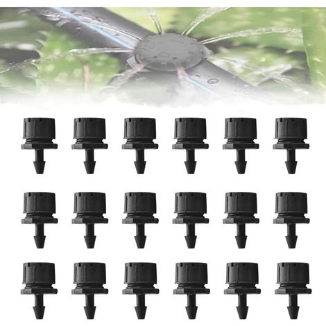 royaluxe -100PCS Goutteurs Irrigation Goutte à Goutte dripper, Buses de Gicleurs Émetteur Jardin, Arrosage Goutte à Goutte Automatique 360° Réglable DIY(noir) (1/5)