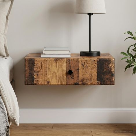 vidaXL Wall-Mounted Side Table Wall-mounted Old Wood 59 x 34.5 x 17 cm (1/5)