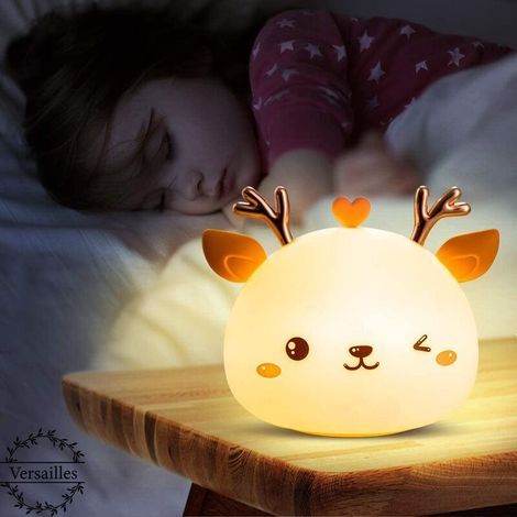 Veilleuse enfant cerf multicolore – Lampe tactile silicone 7 couleurs – Rechargeable 15h – Ambiance apaisante chambre – Versaillesfr