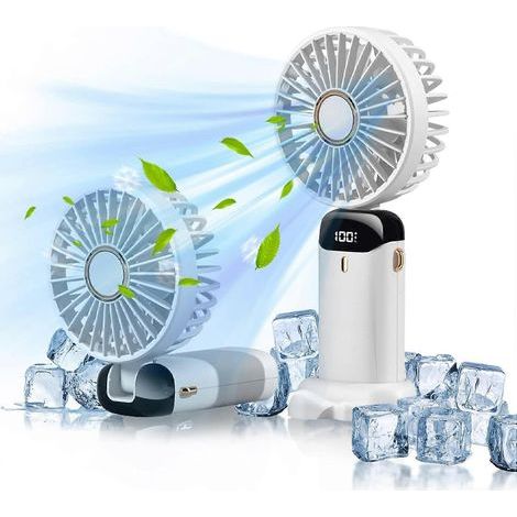 Ventilateur personnel portable, mini ventilateur portatif, ventilateur de cou à suspendre, 90° réglable, rechargeable par USB, silencieux et avec alimentation.-AquaForge (1/5)