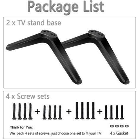 Pied TV Universel pour TCL Support TV avec Jeu Vis et Patins Antidérapants ABS Pied de Tele Compatible avec la Plupart des Téléviseurs de 32 à 55 Pouces Espacement, Comprend des accessoires de vis (1/5)