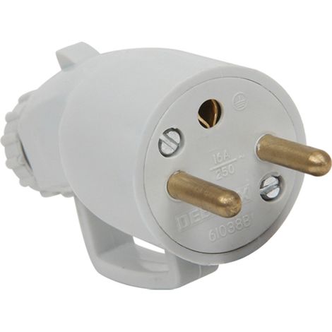 DEBFLEX - FICHE MALE 2P+T 16A POUR FICHE AVEC VOLET GRIS - 713780