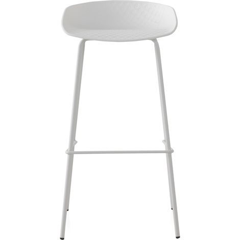 Pack De 2 Taburetes Pp Color Blanco Con Patas Metalicas (1/4)