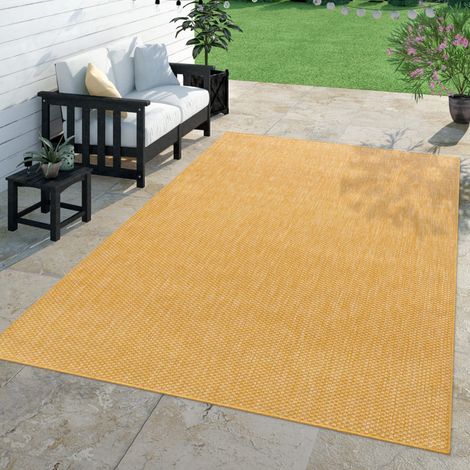 Teppich Outdoor Wohnzimmer Esszimmer Balkon Wetterfest 60 cm x 100 cm Gelb Rechteckig (1/5)