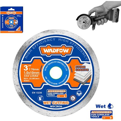 Disco diamante corte húmedo 76 mm eje 10 mm WADFOW