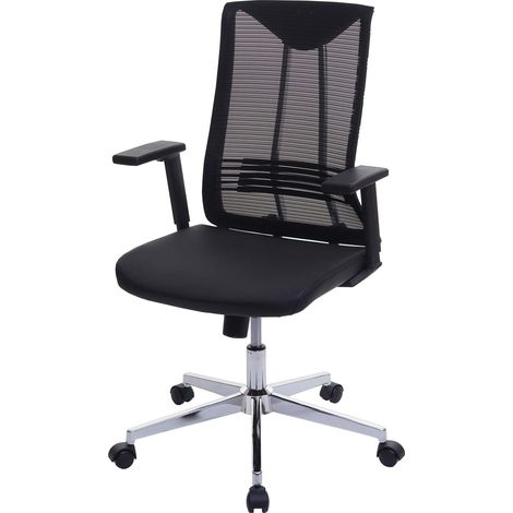 Poltrona sedia ufficio regolabile HHG-083 ergonomica design moderno ecopelle tessuto nero