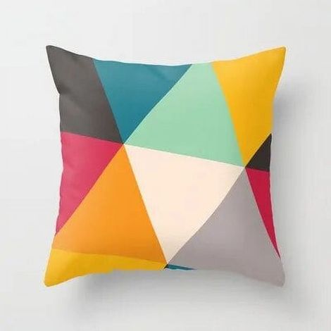 Taie D'oreiller Coton Linen Motif Géométrique Abstrait Usage Intérieur Extérieur 40x40 cm (1/5)