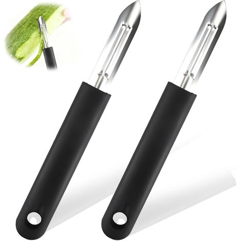 Set di 2 pelapatate, pelapatate con lama in acciaio inox, manico ergonomico antiscivolo, per pelare patate, carote, frutta e varie verdure (1/5)