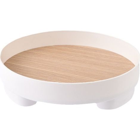 Plateau rond bois blanc – Ø30 cm – salle de bain/table basse – coiffeuse/déco salon – minimaliste (1/5)