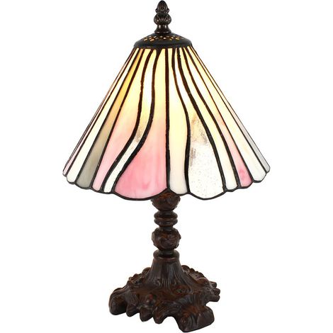 Lampe de Table en Verre Coloris Rose et Beige et Lampe de Bureau Ø 20 x 34 cm - PANGIVO (1/5)