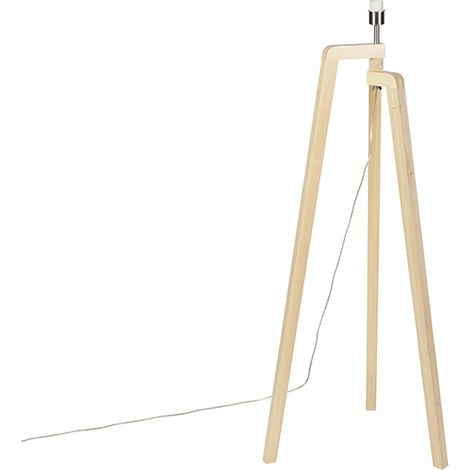QAZQA Moderno Lámpara de pie trípode de madera sin pantalla - Puros Alargada Adecuado para LED Max. 1 x Watt