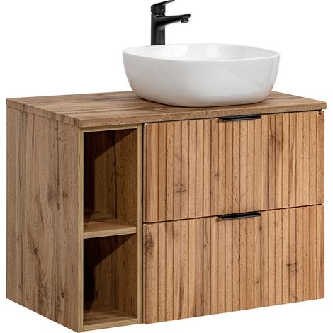 Meuble simple vasque 80cm 2 niches Adriel Bois (1/5)