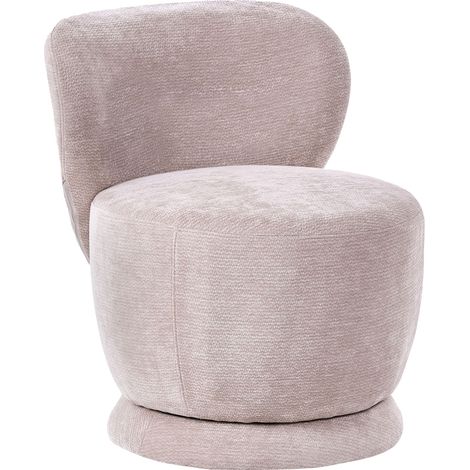Poltrona con base girevole rotonda rivestita in tessuto chenille beige Blomma (1/5)