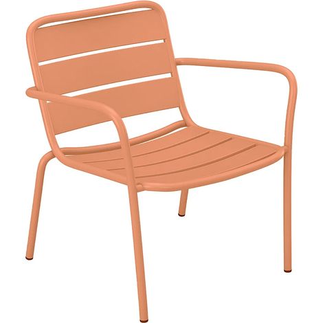 Vente-Unique – Fauteuil de jardin empilable en métal – Orange clair – Structure en acier anti-UV et anti-rouille – 1 place – Hauteur d'assise 39.5cm