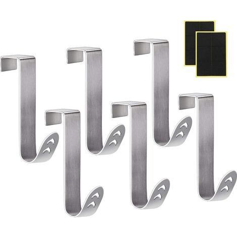TAISHENGDA-Lot de 6 Crochet en Porte en Acier Inoxydable+Film Protecteur en Plastique Déchirable,Sans Perçage et Protection en Mousse Reversible,Forme de Flèche Creuse,pour Tiroirs Placards Accrocher (1/5)