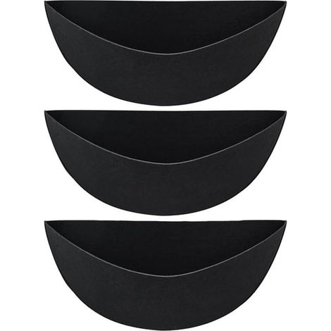Lot de 3 demi paniers ronds en feutre pour suspendus fil fer (1/2)