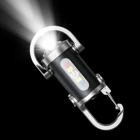 Mini torcia a LED ricaricabile tramite USB con portachiavi, torcia portatile impermeabile da campeggio, portachiavi, attrezzatura per attività all'aperto (1/5)