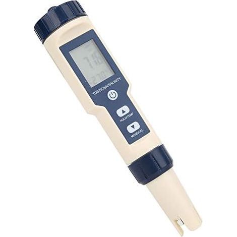 Medidor de pH EZ-9909 5 en 1 con función de análisis de calidad del agua, pH, salinidad y conductividad eléctrica (EC), pantalla LCD retroiluminada, 183 x 37 x 37 mm. (1/5)