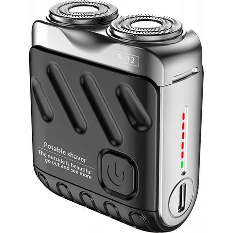 (R12 Noir) Rasoir électrique portable, interface USB-C, indice d'étanchéité IPX7, facile à nettoyer, avec voyant d'alimentation. (1/5)