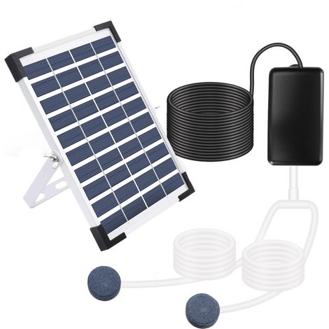 Kit de pompe à air solaire 5 W, 3 modes de fonctionnement, aérateur de bassin, oxygénateur à bulles, aquaponie, aquarium, bassin à koï, aquaculture, hydroponie, bubbleponie