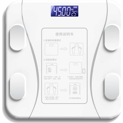 (Modèle blanc avec batterie de téléphone compatible) Balance connectée pour la perte de poids (1/5)