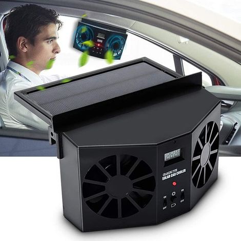 Doppelter Solarventilator – Solarenergie – Solar – Automatischer Abluftventilator – Kühlung – Tragbar – Auto – Schwarz (1/5)