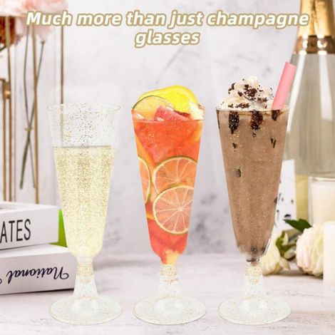 Flute Champagne Plastique Reutilisable-30, Transparent,150ml Mariage Anniversaire Camping Fete Accessoire Reception Aucunely (1/5)