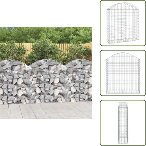 Gabione mit Hochbogen 100x30x100/120 cm Verzinktes Eisen - Gabionenkorb - Gabionenwände - Gartendekoration - Eisenmöbel - Ziergarten (1/5)