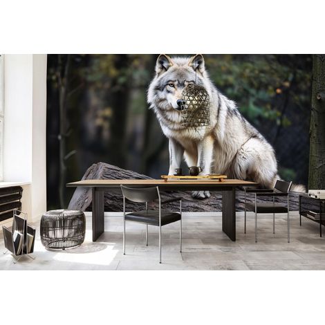Vlies Fototapete Wolf 150x105 cm, Tapeten, für Wohn und Schlafzimmer, Vliestapete Wandtapete Tapete 3D Effekt- inkl. Kleister - Tiere Wald Tier, WallArena (1/4)