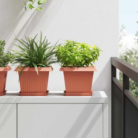 Quadratischer Blumentopf 6 pcs Ziegelrot 23 x 23 x 17,5 cm