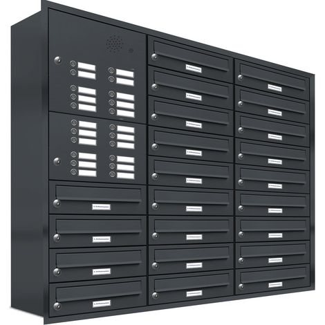 22er Briefkasten Anlage Unterputz Montage RAL 7016 Anthrazit Klingel (1/5)