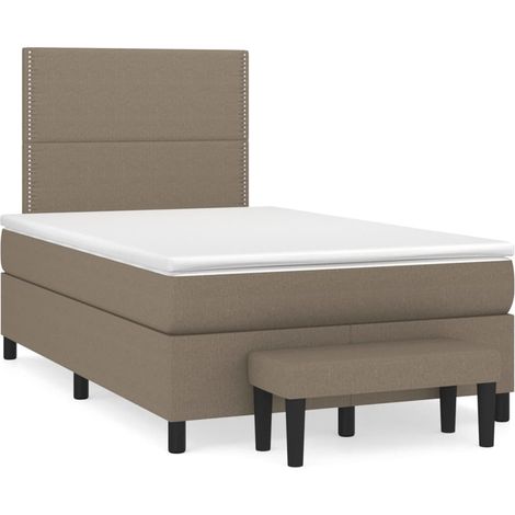 vidaXL Sommier à lattes de lit avec matelas taupe 120x190 cm tissu (1/5)