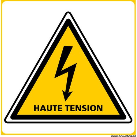 PANNEAU DANGER ELECTRIQUE HAUTE TENSION (C1393) - Aluminium 2 mm - 350 x 350 mm