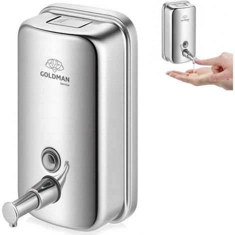 Dispensador de jabón mural de acero inoxidable de 1000 ml con pulsador para baño y cocina.