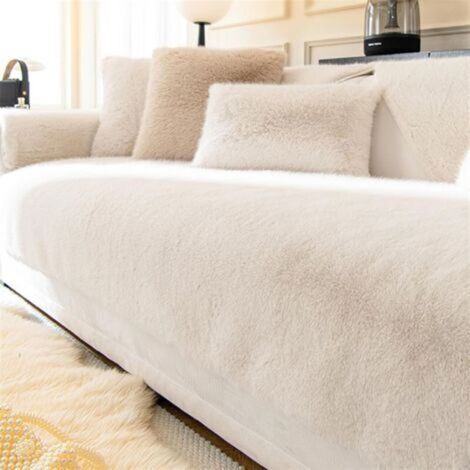Coussins d'hiver moux pour canapé - adaptés à tous types de housses de canapé - beige, 70180cm (1/4)
