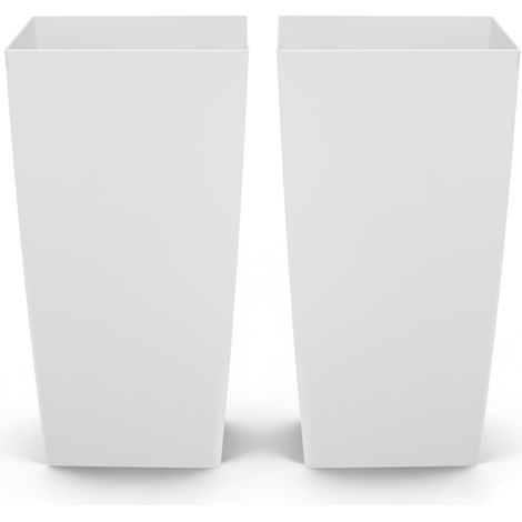 VEVOR Macetas Altas para Plantas 750 mm, Paquete de 2 Piezas, Maceteros Grandes para Interior y Exterior, con Ruedas Depósito, Diseño Moderno, Plástico, Decoración para Jardín Patio Hogar, Blanco