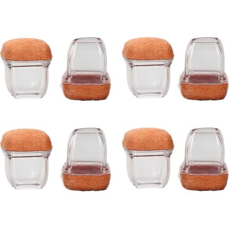 Lot de 8 embouts de pieds de chaise en TPE résistant à l'usure, protection pour pieds de table et tabouret, transparents, carrés, petite taille (1/5)