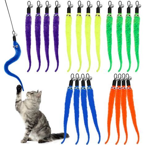 Plume et Clochette pour Chat - 20 Pièces de Remplacement pour Canne à Pêche - Jouets de Dressage pour Chatons (1/5)