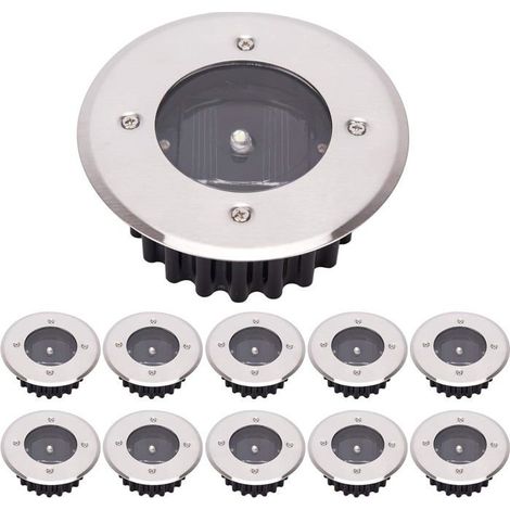 Spot encastré au sol Ensemble 10 - Solaire LED - IP65 - Blanc froid (1/5)
